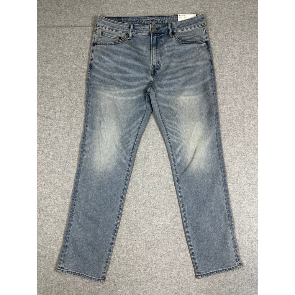 American Eagle Slim Straight Jeans Mens 34x32 Blue Next Level Flex Factory Fade